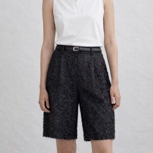 COS Black shimmer eyelash fringed shorts